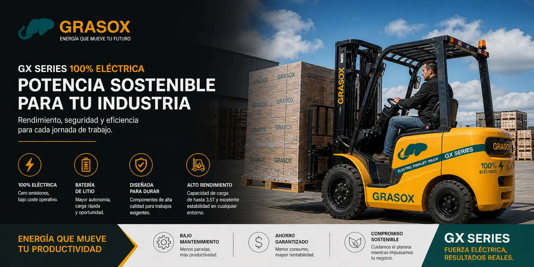 GX Series - 100% Eléctrica - Potencia Sostenible para tu Industria